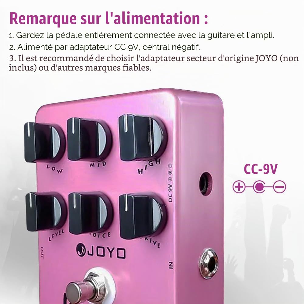 JOYO Pédale d'effet Simulateur d'ampli British Rock & Préampli, contrôle 6 boutons avec simulation de baffle intégrée pour guitare électrique, Bypass (British Sound JF-16)