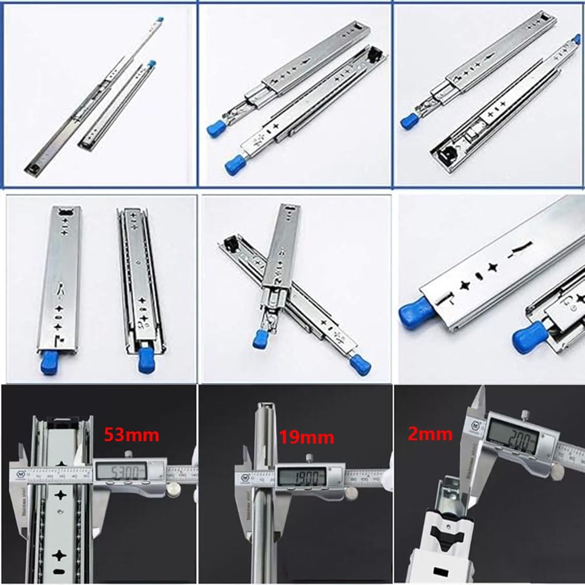 Guide per cassetti, Guide for cassetti for carichi pesanti con bloccaggio, 120 kg, 2 pezzi, montaggio laterale ad estensione completa, 250-1500 mm(1250mm/50inch)