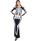 Women's Skeleton Costume Witch Jumpsuit Scary Halloween Adult Dress for Women - Funny Cosplay Party