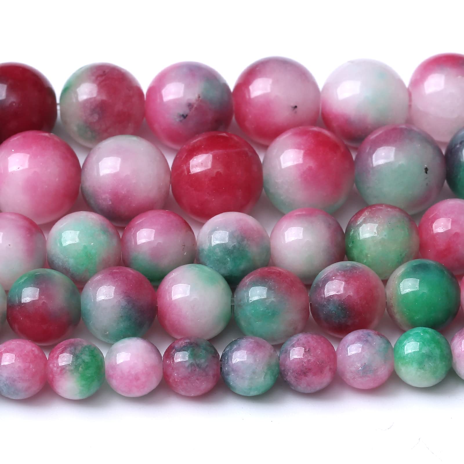 60pcs 6mm Natural Green Red Epidote Jade Stone Round Loose Spacer Beads for DIY Jewelry Making Necklaces Bracelets Healing Energy Beads (Epidote Jade, 6mm)