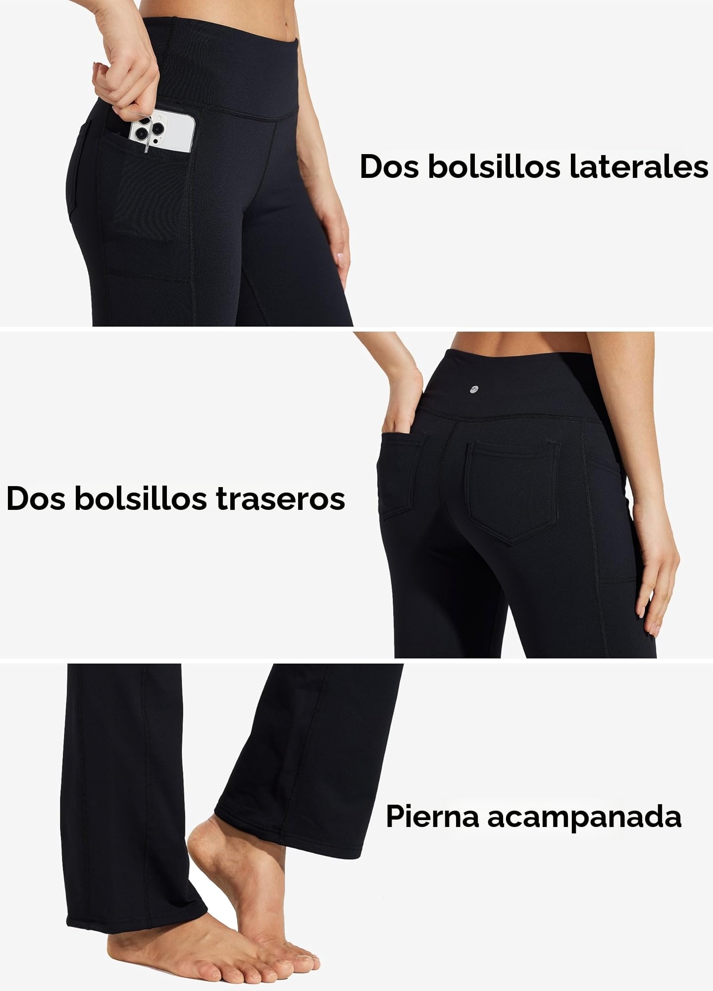 Willit Pantalones térmicos de invierno con forro polar para mujer, con corte de bota, de cintura alta, resistentes al agua