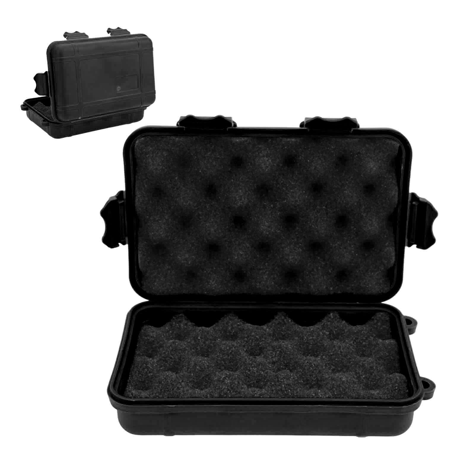 BORDSTRACT Portable Plastic Tool Box, Outdoor Waterproof Survival Box, Shockproof Portable Dry Storage Carry Box - Outdoor Hard Case with Foam Insert(Black)
