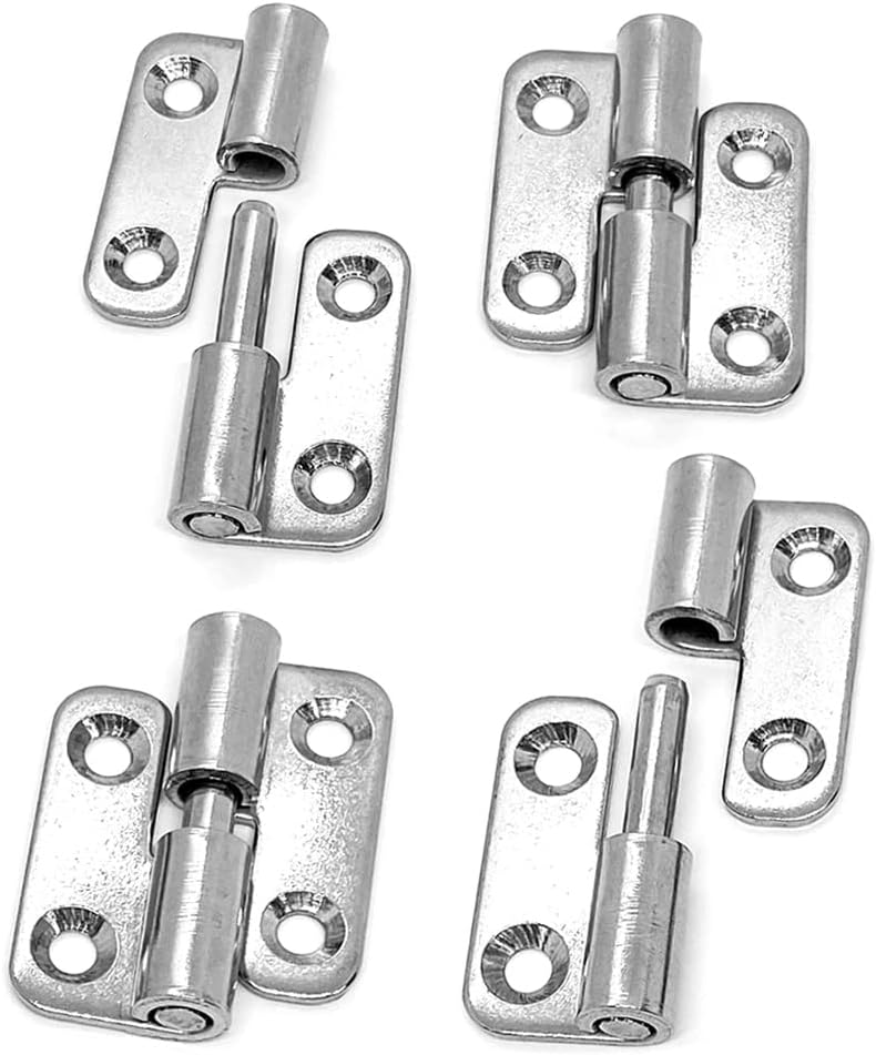 4Pcs Stainless Steel Mini Hinges - Detachable, Slip Joint, Rising Butt Hinges - Left & Right, 270 Degree, Silver, 1.5x1.3inch