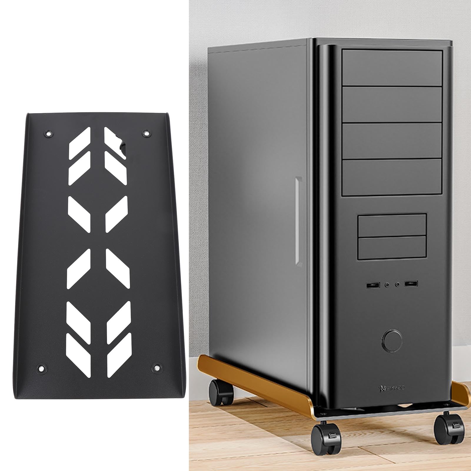 Belüfteter Computerständer, Mobiler PC -Tower -Stand mit 4 PCs 360 ° Rotierenden Rollen, CPU -Rollständer für Home Office, 7,87 X 15,75 Zoll, 176 Lbs Ladekapazität
