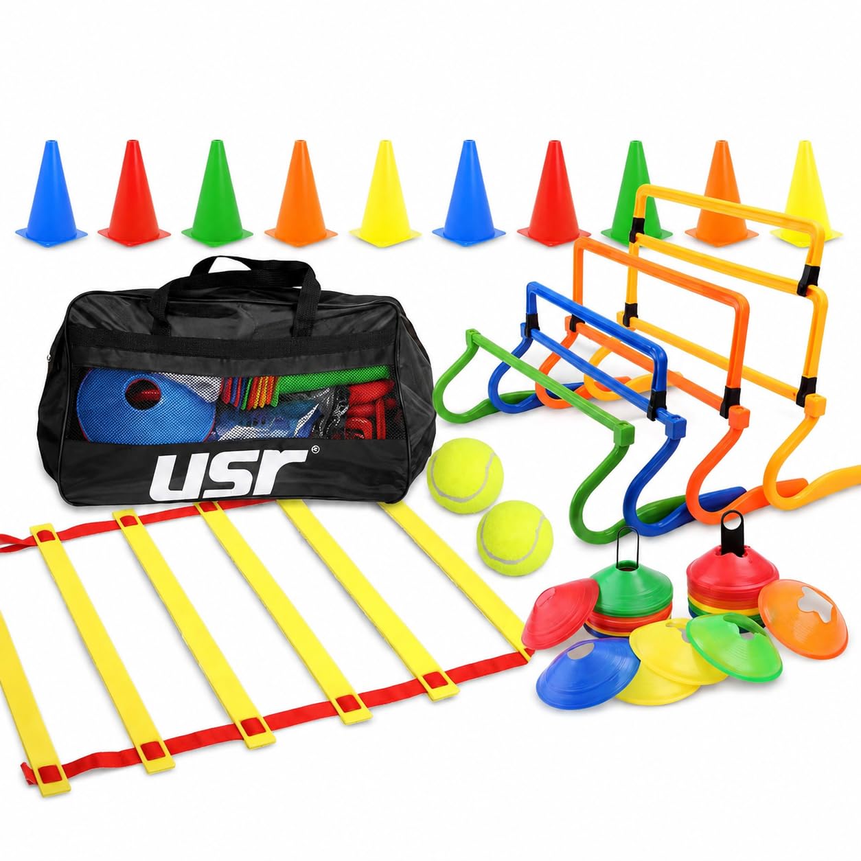 Set Allenamento Calcio Velocità, Set Portatile con Ostacoli Sportivi, per giardino, Set da allenamento 3