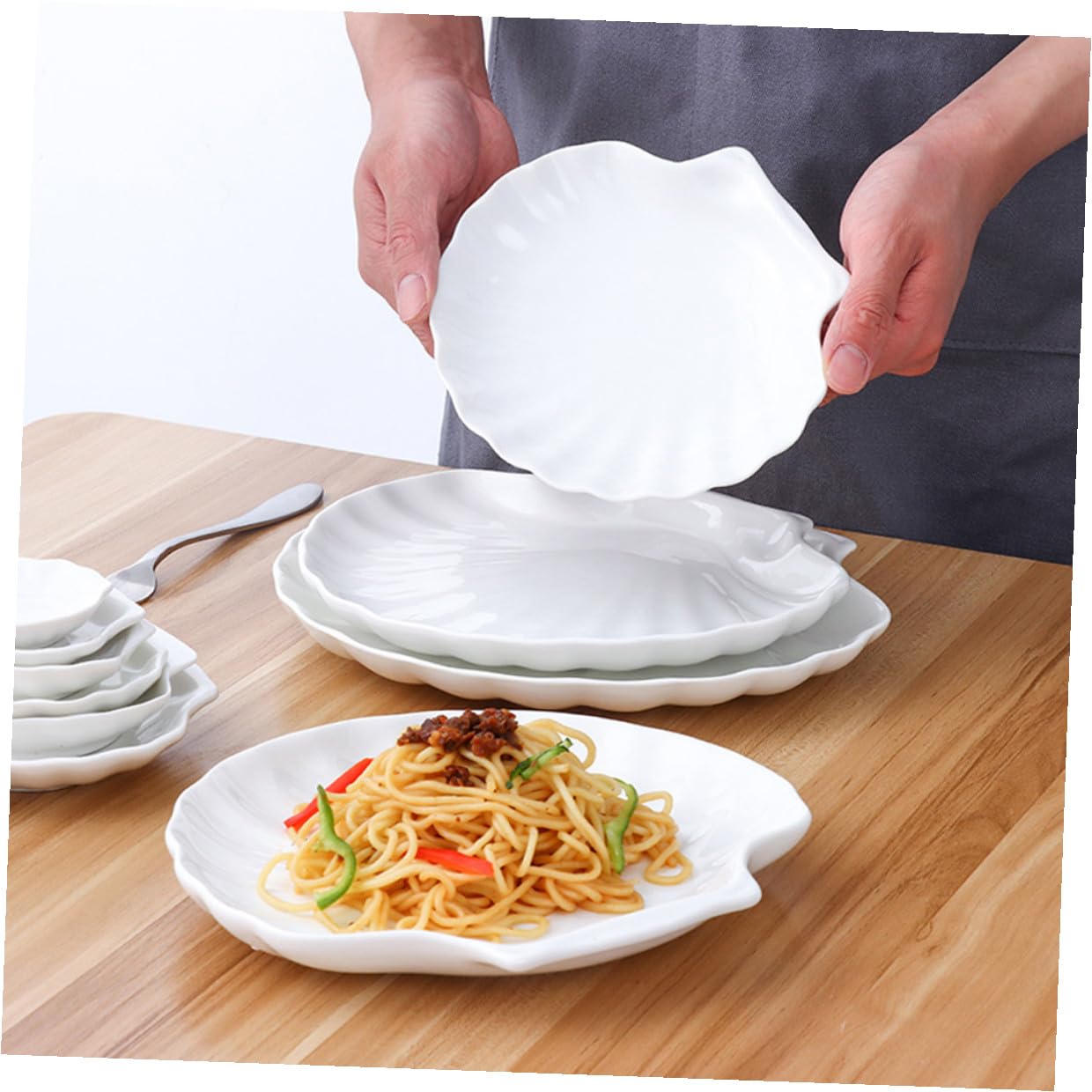 2 Pezzi Piatti da Portata in Ceramica Forma di Vassoio Decorativo Riutilizzabile per Cena per BBQ Torta Pasta Insalata Facile da Pulire e Conservare