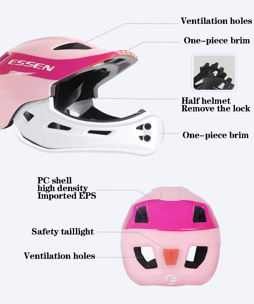 Casco Integral Infantil Casco de Ciclismo Casco de Patinete Ligero Extraíble Protección de Seguridad para Niñas y Niños