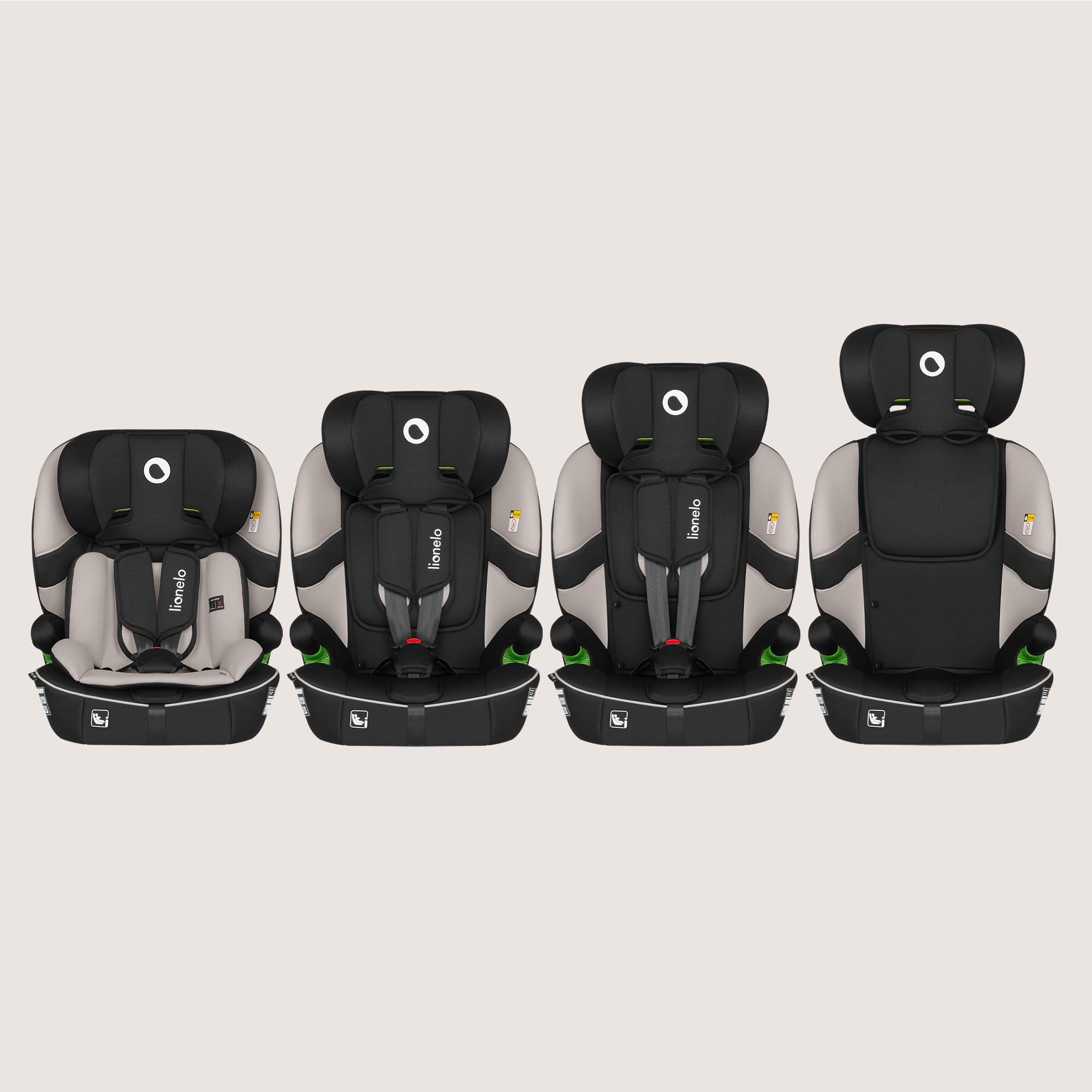 LIONELO Seggiolino Auto BILLY i-Size per Bambini 76–150 cm (15 mesi–12 anni) Installazione ISOFIX o cintura, Poggiatesta 10 Liveli, Protezione laterale, TopTether, Cinture a 5 punti, Ultima Norma R129