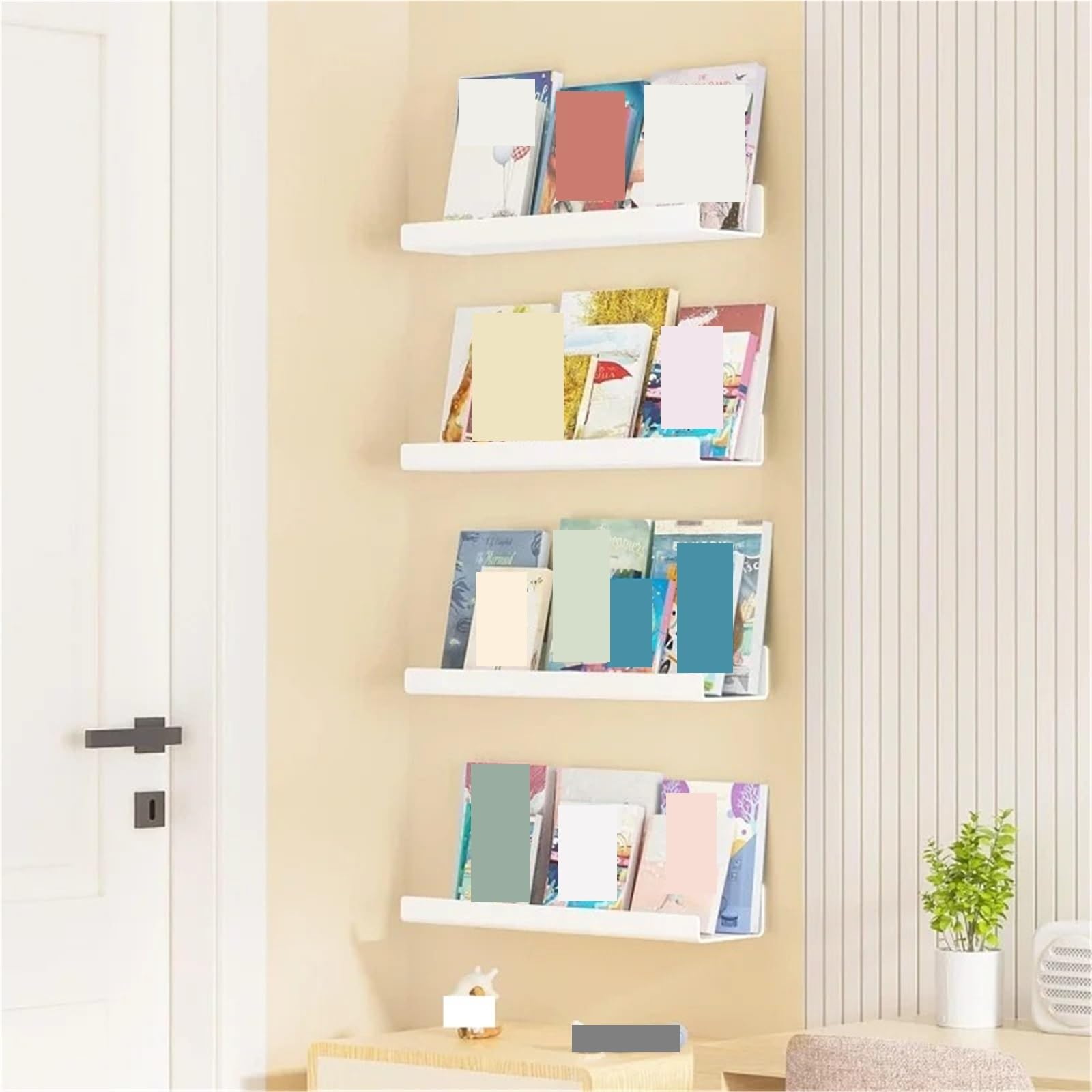 Estantes Flotantes Estante de pared for libros, estante flotante montado for dormitorio, baño, cocina, organizador, almacenamiento, soporte de Perfume y maquillaje, 2 uds. Para Salón, Cocina(2pcs-Blac