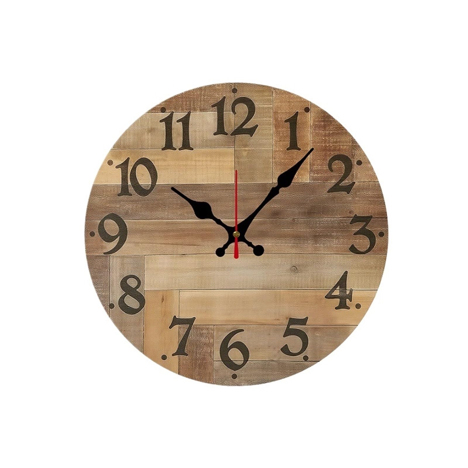 Horloge murale ronde bois vintage silencieuse pour décoration maison