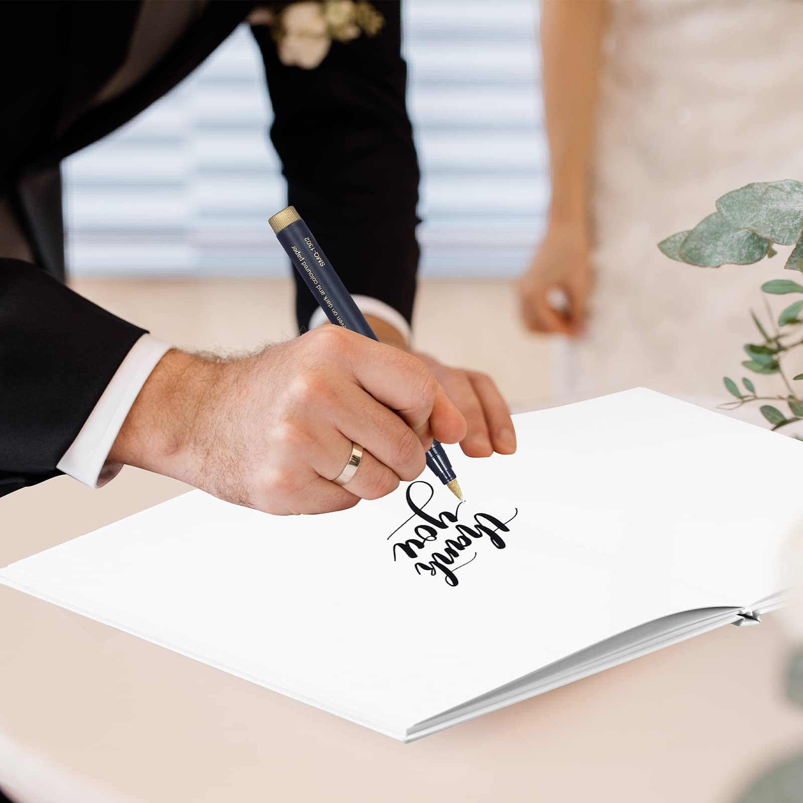 Libro Degli Ospiti Matrimonio Completo Con Set Adesivi E Penna - Album Ricordo Fai Da Te 21x21 Cm - Tema Eucalipto Bianco Con Cartello E Angoli Per Foto