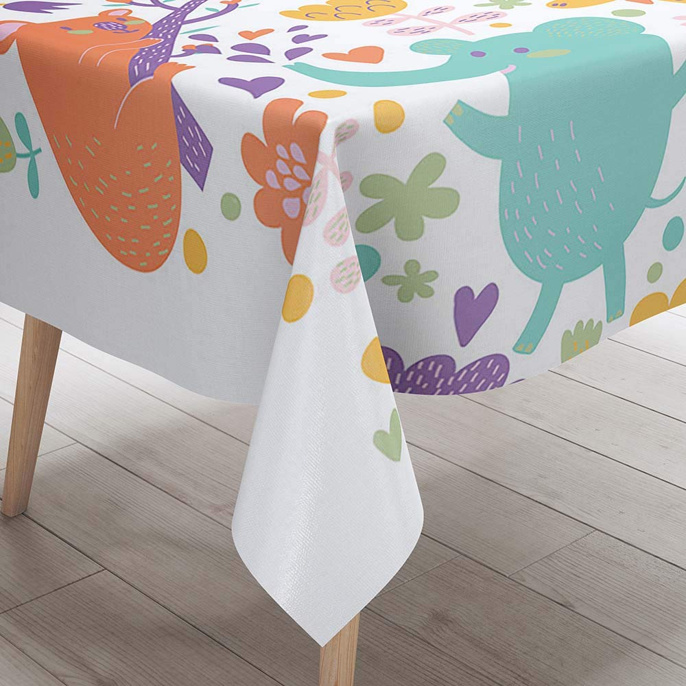 Dotbuy-Shop Animal Party Dotbuy Tablecloth Waterproof, Children Rectangular Table Cloths Easy Wipe Clean Oil-Proof Stain-Resistant Dust-Proof Polyester 3D Printed Table Cover (,90X90cm)