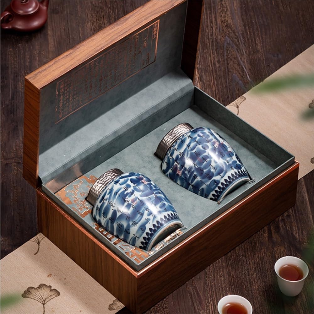 Pojemnik do przechowywania herbaty z cukrem w stylu vintage chiński luźny pojemnik do przechowywania herbaty Słoik dom kuchnia ceramiczny zapieczętowany słoik zestaw do herbaty podwójny słoik pudełko