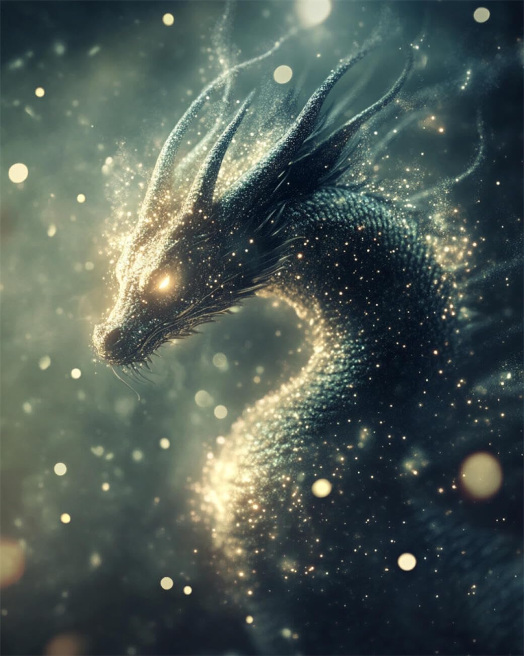 RKFLGEW DIY Seed Bead Embroidery Kits Anime Dragon 50x70cm
