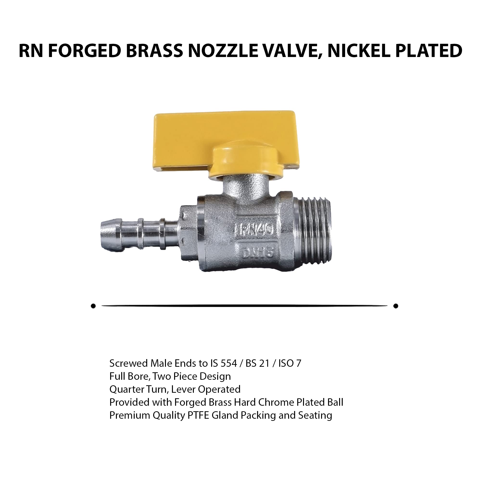 RN Forged Brass Nozzle Valve, Nickel Plated