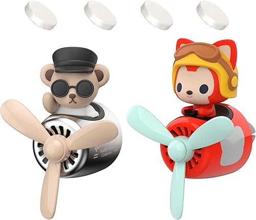 2 ambientadores para automóvil, lindo difusor de coche con diseño de oso piloto, ambientadores de salida de aire, adecuados para decoración interior
