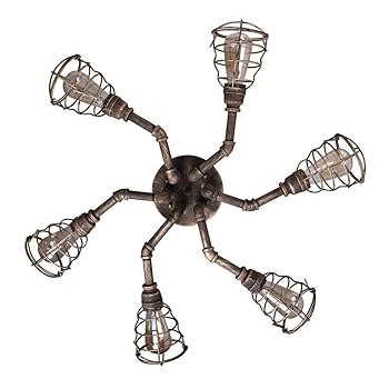 petites choses usa ブタ 豚 ランプ アンティーク 6 Lights Industrial Cage Pipe Pendant Light-LITFAD Retro