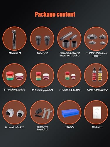 Miniatura 3 de SPTA Pulidora de Coche Inalámbrica Mini 12V Eliminadora de Arañazos Pulidora de Coche RO/DA Pulidora Inalámbrica con Almohadilla de Pulido