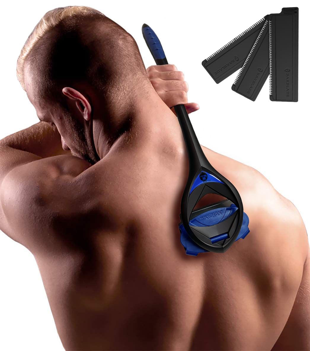 BakBlade Afeitadora de Espalda Masculina, Mango Extralargo de 58,4 cm para un Afeitado Apurado e Indoloro | La Rasuradora Espalda para Hombre Definitiva con + 3 Cuchillas Desechables de Recambio