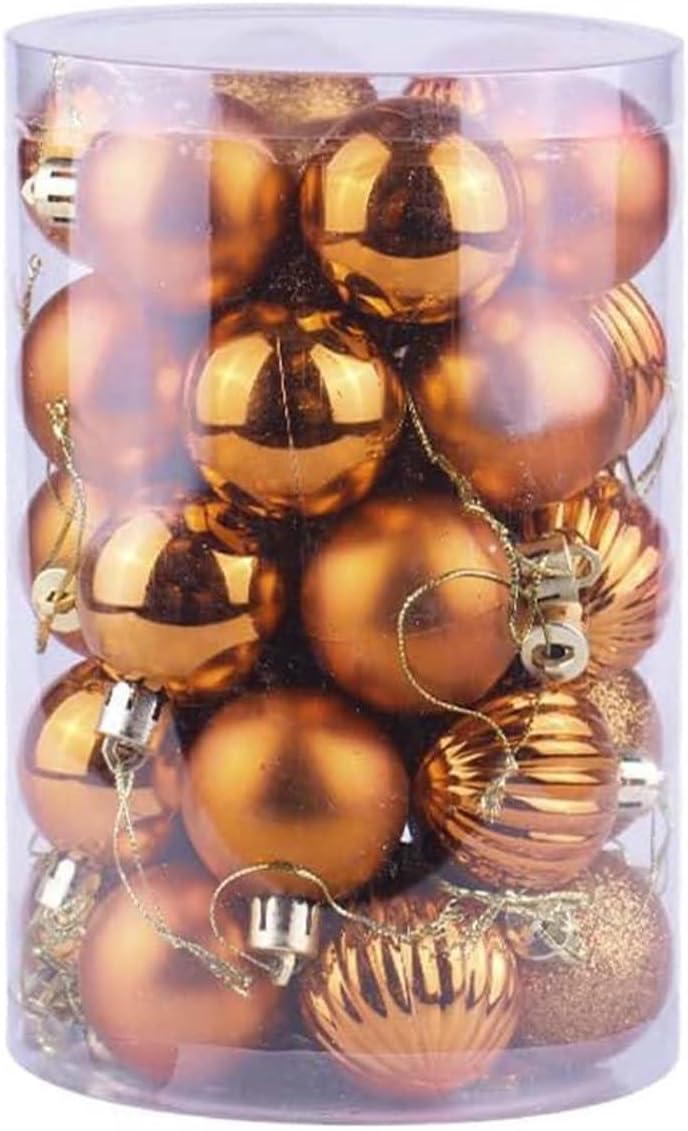 34Pcs Black PVC Christmas Balls Hanging Decorations, Glossy Shiny Matte Glitter Mirror Style Xmas Ball Ornaments for Christmas Tree Wedding Festival Decor