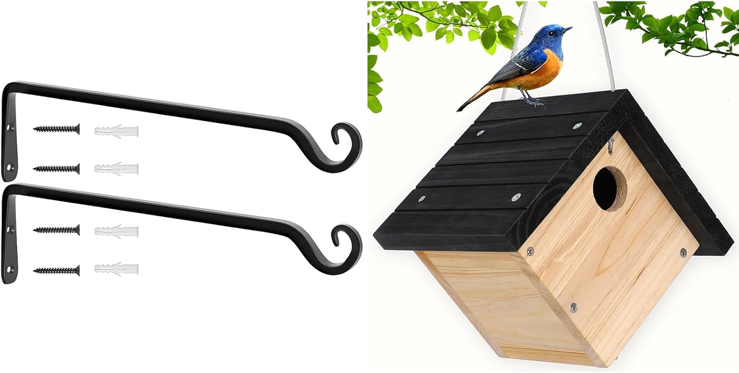 Gtongoko 2 Pack 15 Inch Plant Hangers Outdoor Bundle Hanging Wren Bird Houses