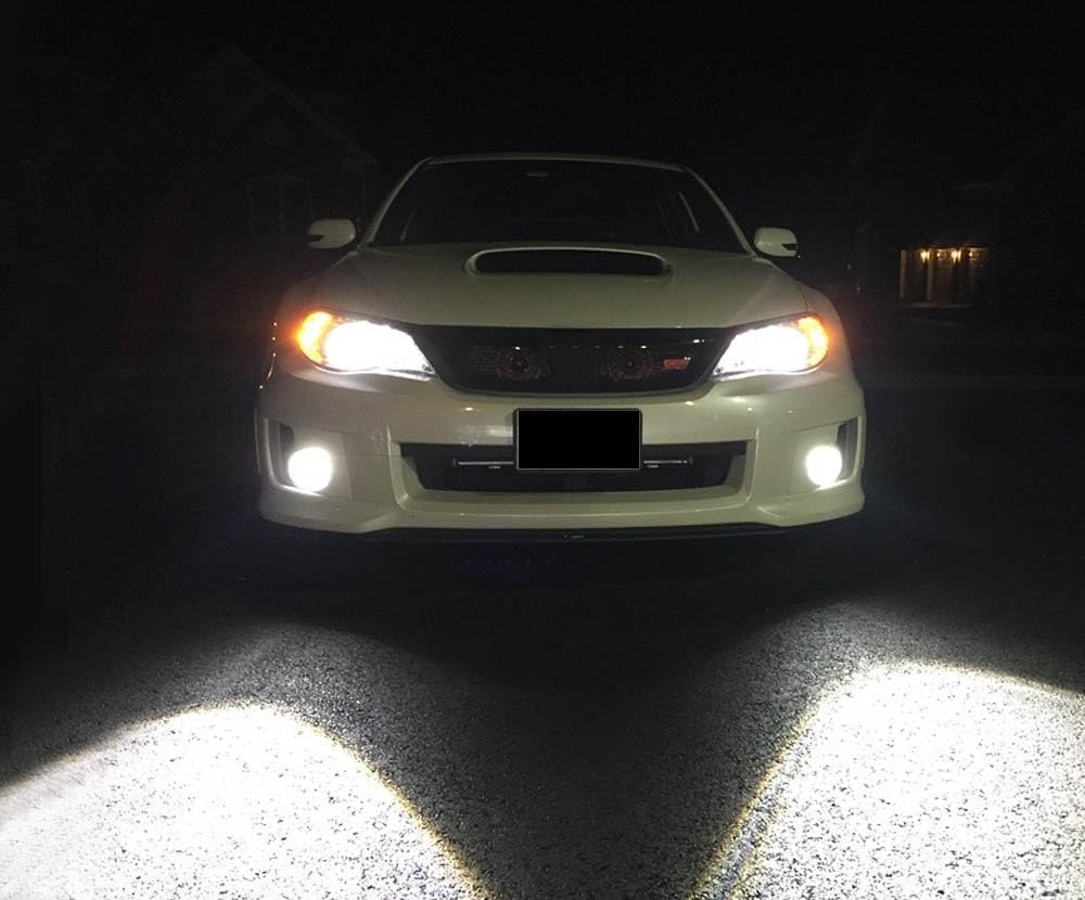 iJDMTOY Xenon White LED Daytime Running Light Fog Lamps Compatible with 08-10 Subaru WRX STi & 09-13 Forester, (6) XP-G LEDs Lights as Halo Ring DRL & (1) 10W XB-D LEDs Light as Fog Light