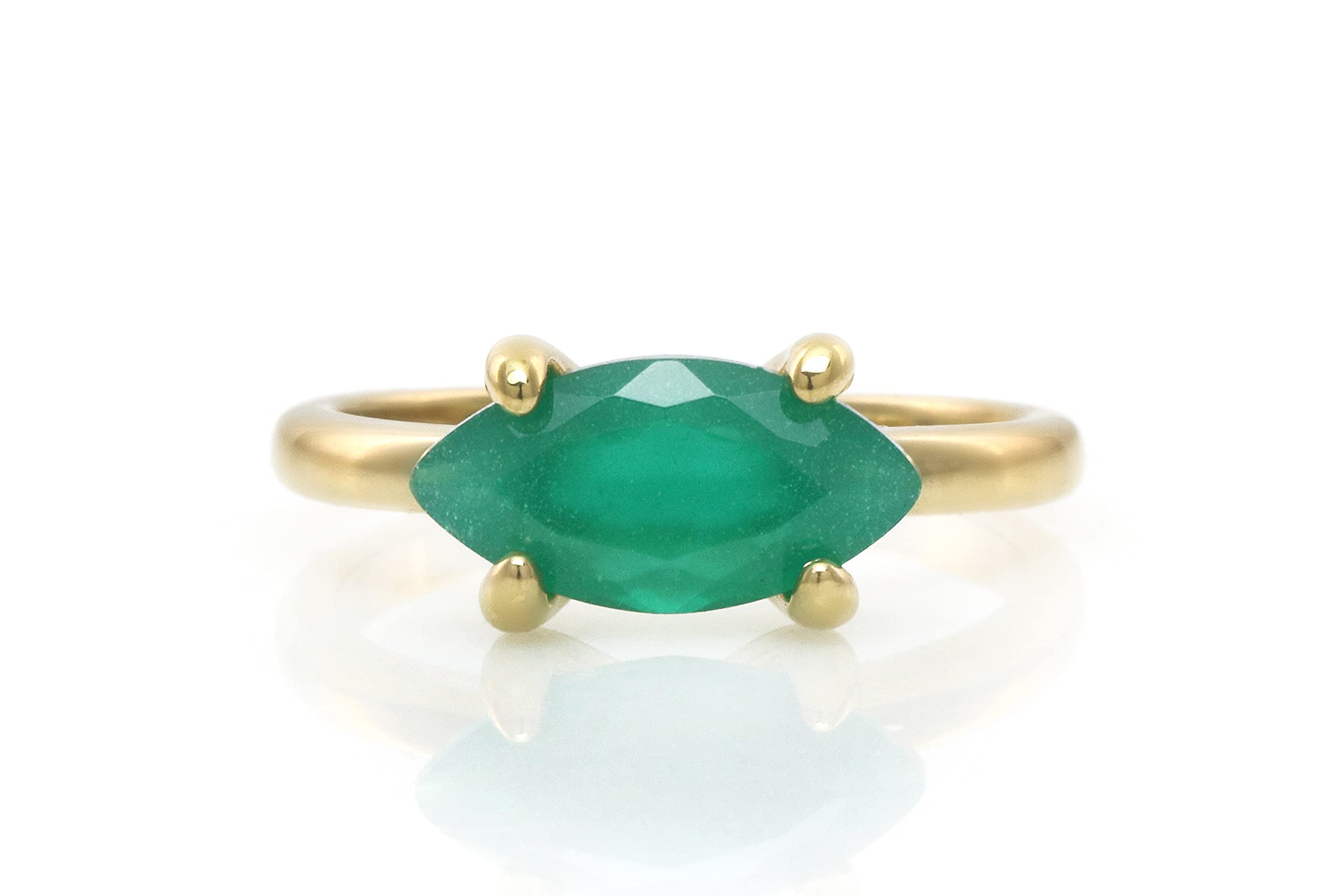 Anemone Anello Chic Onice - Anello Solitario per Fidanzamento, Promessa, Regalo, Moda - Anelli Gemma Personalizzati per Donne - Scegliete il Vostro Materiale - con Incisione Opzionale - Fatto a Mano