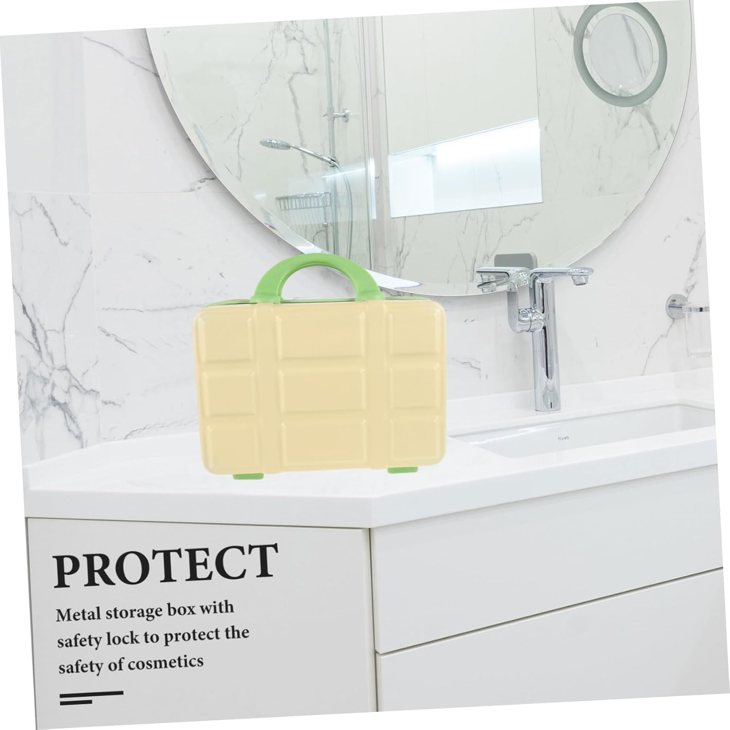 Didiseaon Makeup Travel Case Portable Mini Cosmetic Organizer Suitcase Sturdy Handle for Women Toiletry Bag for Travel Stylish and Practical Design Yellow-green