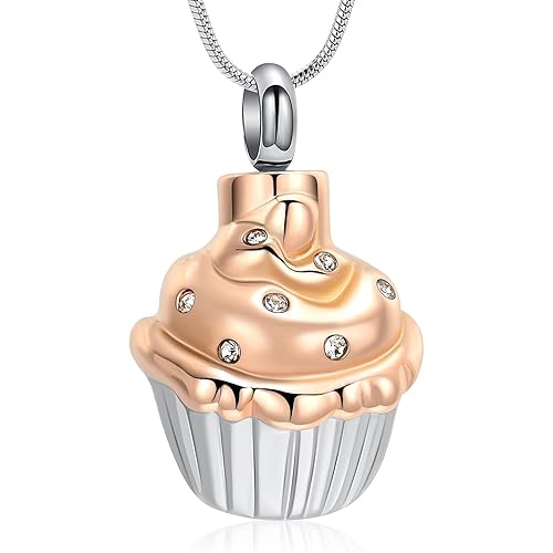 Oinsi Cupcake Stainless Steel Cremation Containers Jewelry For Memorial Ashes Necklace +Filling Kits