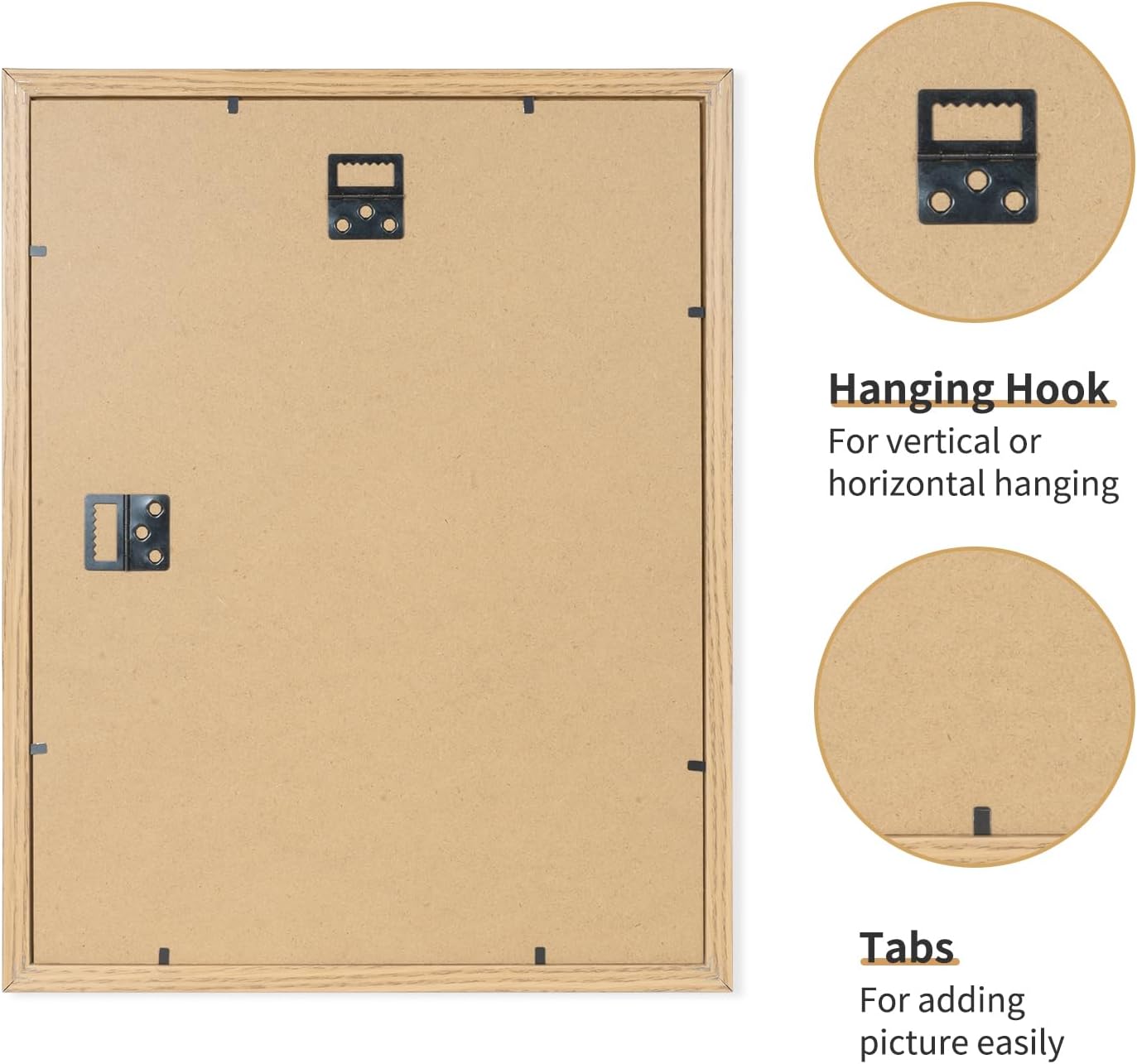 ATOBART 11x14 Picture Frame Set of 3, Light Wood Grain Photo Frame for Wall Mounting Horizontal or Vertical, Fits 8x10 with Mat or 11x14 without Mat, Features Clear Plexiglass Front