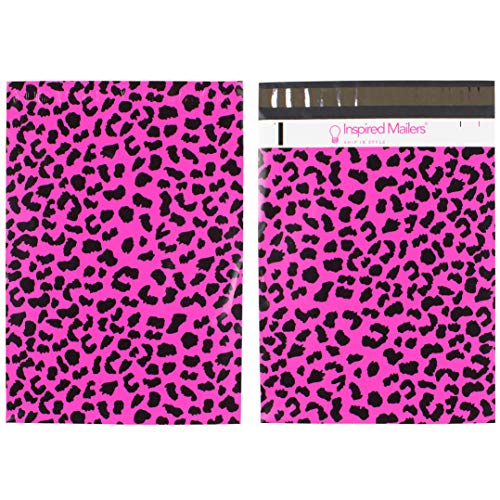 Inspired Mailers - Large Poly Mailers 14.5 x 19-50 Pack - Hot Pink Cheetah - Large Shipping Bags for Clothing - Large Mailing Envelopes - Shipping Envelopes - Mailers Poly Bags