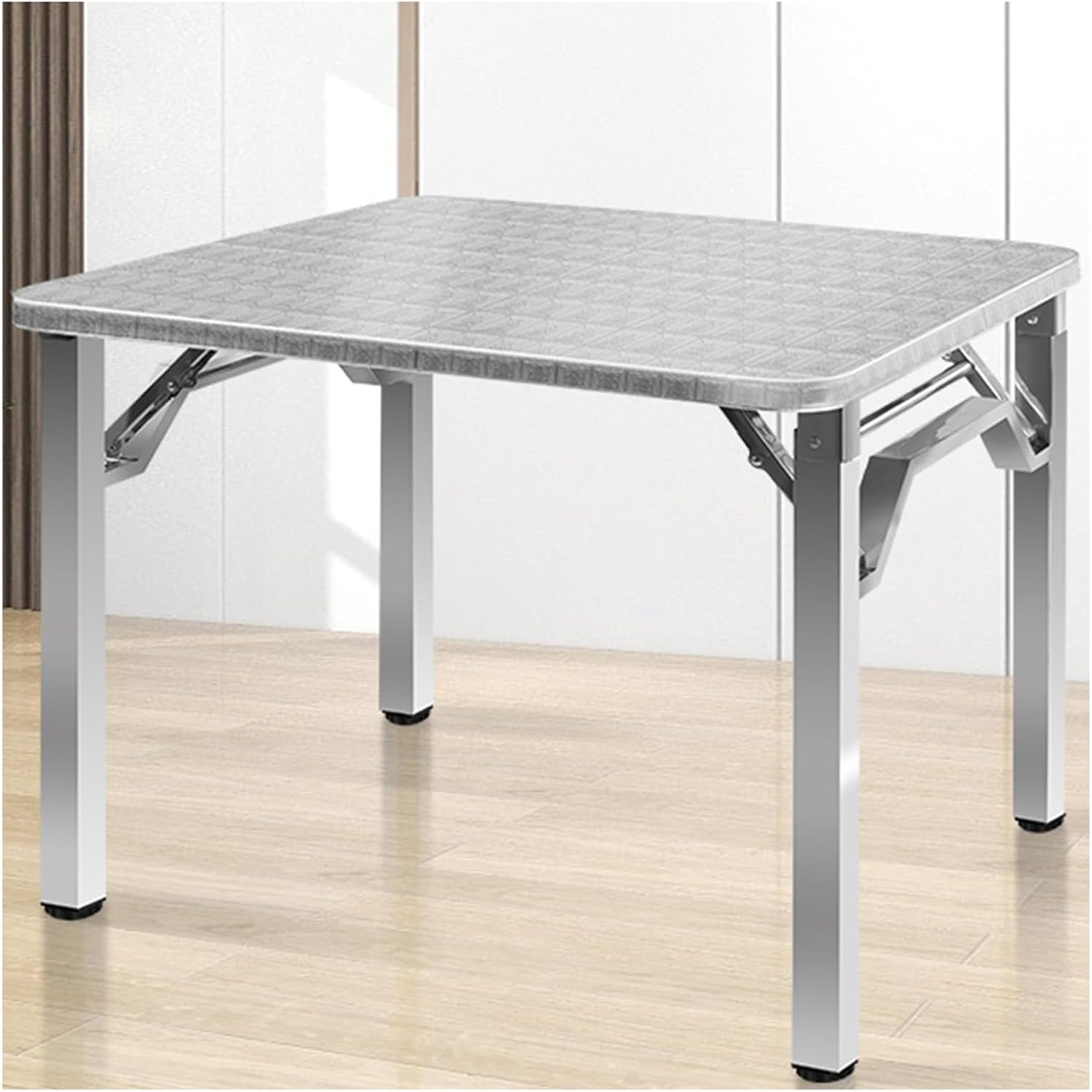 Stainless Steel Workbench with Embossed Folding Outdoor Work Table Kitchen Workstation Leg Protection Design Round Corner Dining Table Silent Sliding Rails Double Spring Structure