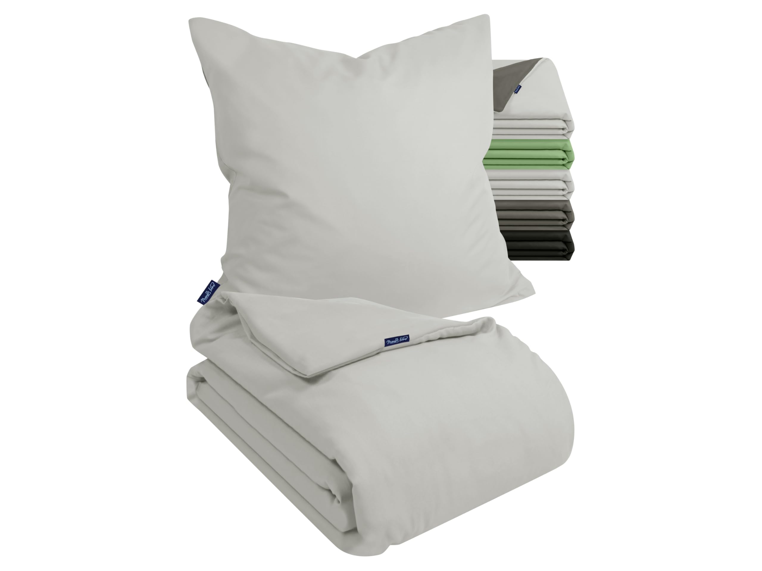 Housse de couette 155x220 anti-froid parure de lit 2 pièces ultra douce gris