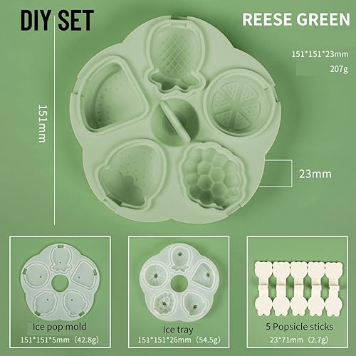 Miniatura 9 de Moldes de paletas de 5 piezas, lindas bandejas de paletas con formas de frutas, molde de silicona sin BPA para helados para congelador, hecho en