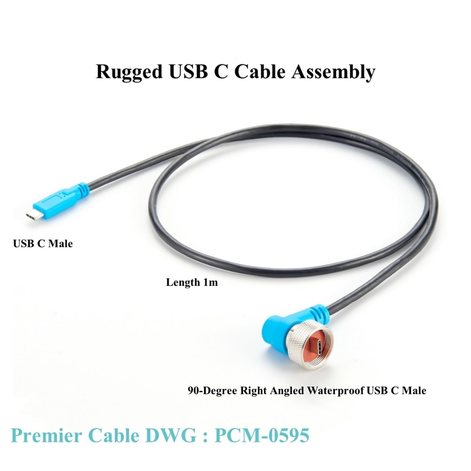 Wytrzymały i wodoodporny kabel USB C 90 stopni pod kątem prostym 90 stopni uszczelniony kabel USB C typ C męski na C męski