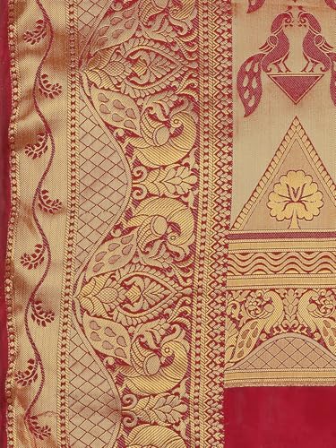 Image of Women's Banarasi Silk With Jacquard Print Saree With Blouse