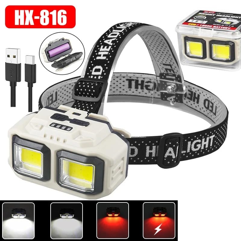Linist Ultra Bright Waterproof CREE LED Rechargeable Headlamp – Weatherproof Head Torch,USB Charging, Power Display, and Adjustable Spotlight for Camping, Cycling, Hiking, Caving, and Hunting 1