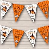 Watercolor Pumpkin Witch Hat Personalized Decor Flag Banner Halloween Party Bunting