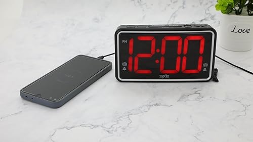 Miniatura 5 de SXE Westclox - Radio digital LED despertador para dormitorio, pantalla extra grande de 2.5 pulgadas, alarma dual, puerto de carga USB, (negro)