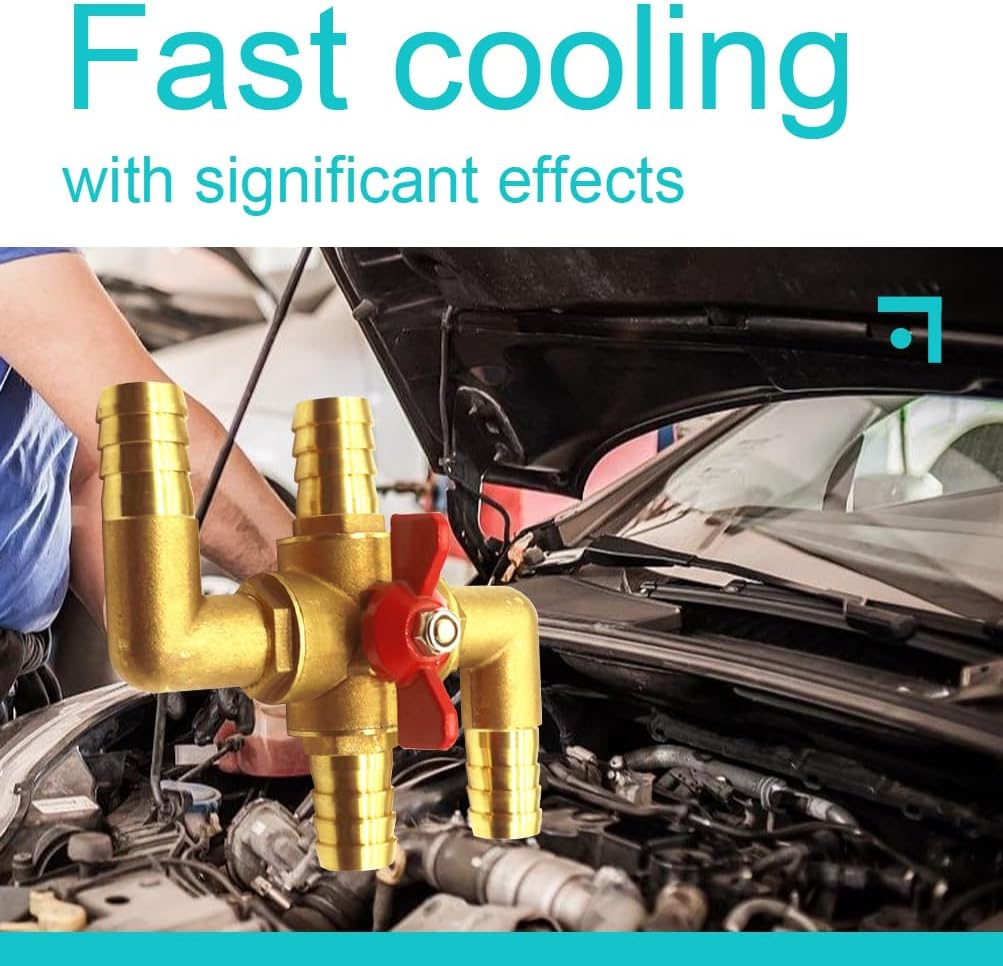4-way Automobile Heating Water Valve, Brass Automotive Integrated Manual Control Valve, Heater Core Bypass 5/8in