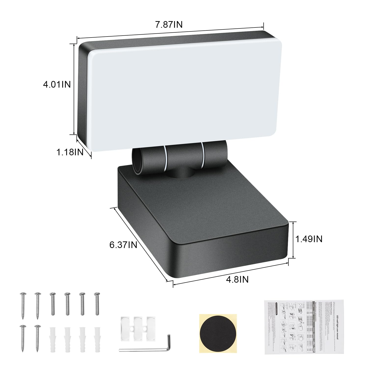 ledmo 60W Applique Da Parete Interno/Esterno 5000 Lumen Faretto LED Da Esterno Con Pannello LED Rotante a 360° 3000K Lampade da Parete Moderno Impermeabile IP65 per Ingresso Terrazza Corridoio