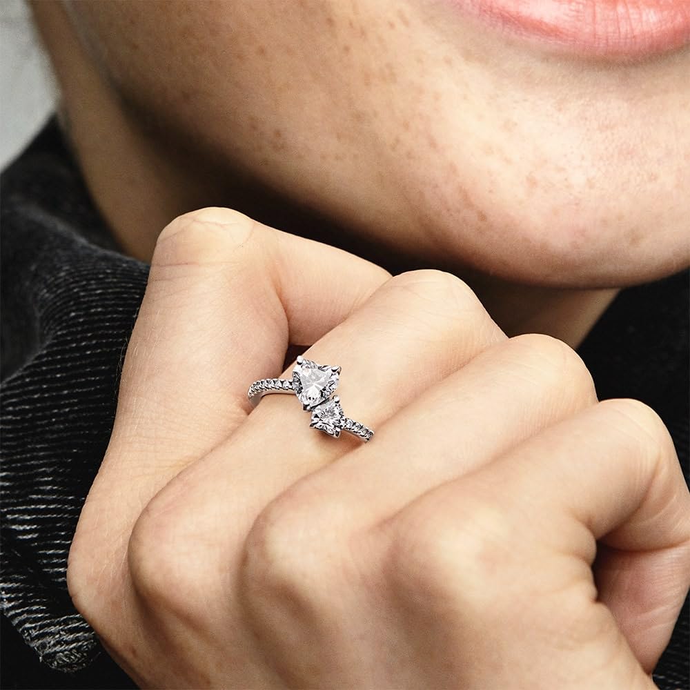 Pandora Timeless - Anello Unione di Cuori, in argento sterling, con pietre di zirconia cubica incolori
