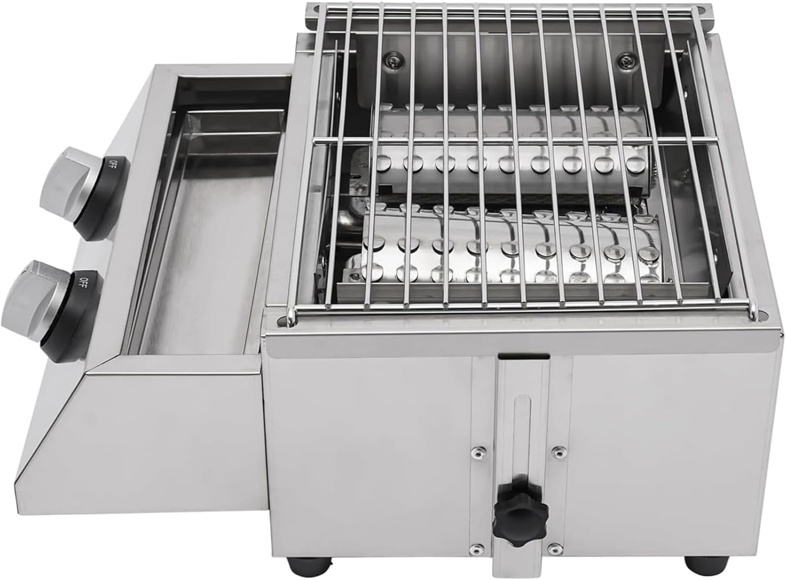 Dwupalnikowy grill gazowy Deluxe ze składanymi stolikami bocznymi, przenośny grill gazowy LPG, elektroniczny zapłon, regulacja wysokości, zewnętrzna kuchenka stołowa do grillowania
