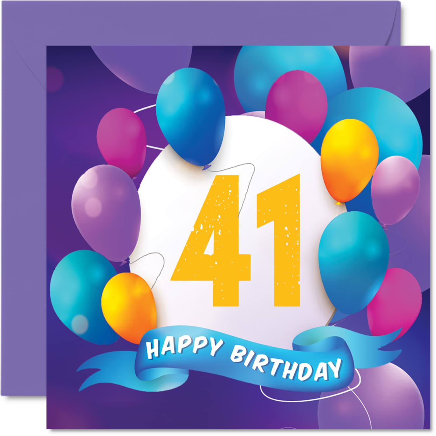 41st Birthday Card for Women and Men, Balloon Party