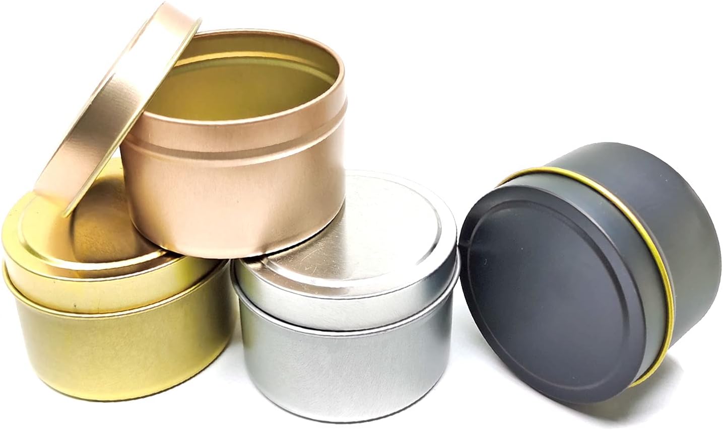 Unixing 16PCS 4oz Candle Tins for DIY Candle Making, Metal Round Candle Containers for DIY Candle Making, Arts & Crafts, Storage and Holiday Gifts, Black Gold Rose Gold Silver Candle Tins image 5