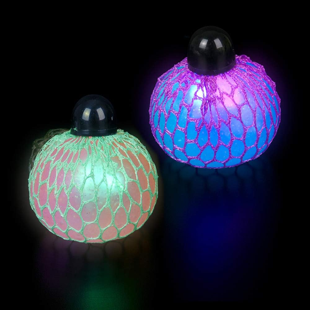 Rhode Island Novelty 2.33 Inch Light-Up Squeeze Mesh Ball, One Dozen Per Order