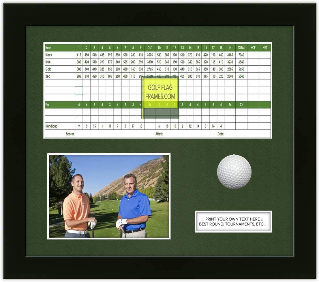 Golf Flag Frames Hole In One 13x15 Black Scorecard Ball and Photo Frame