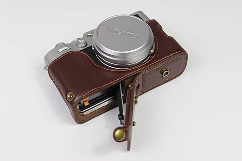 Miniatura 5 de Funda X100V, de piel auténtica hecha a mano, de cuerpo completo, para cámara Fujifilm Fuji X100V, versión de apertura inferior + correa para el