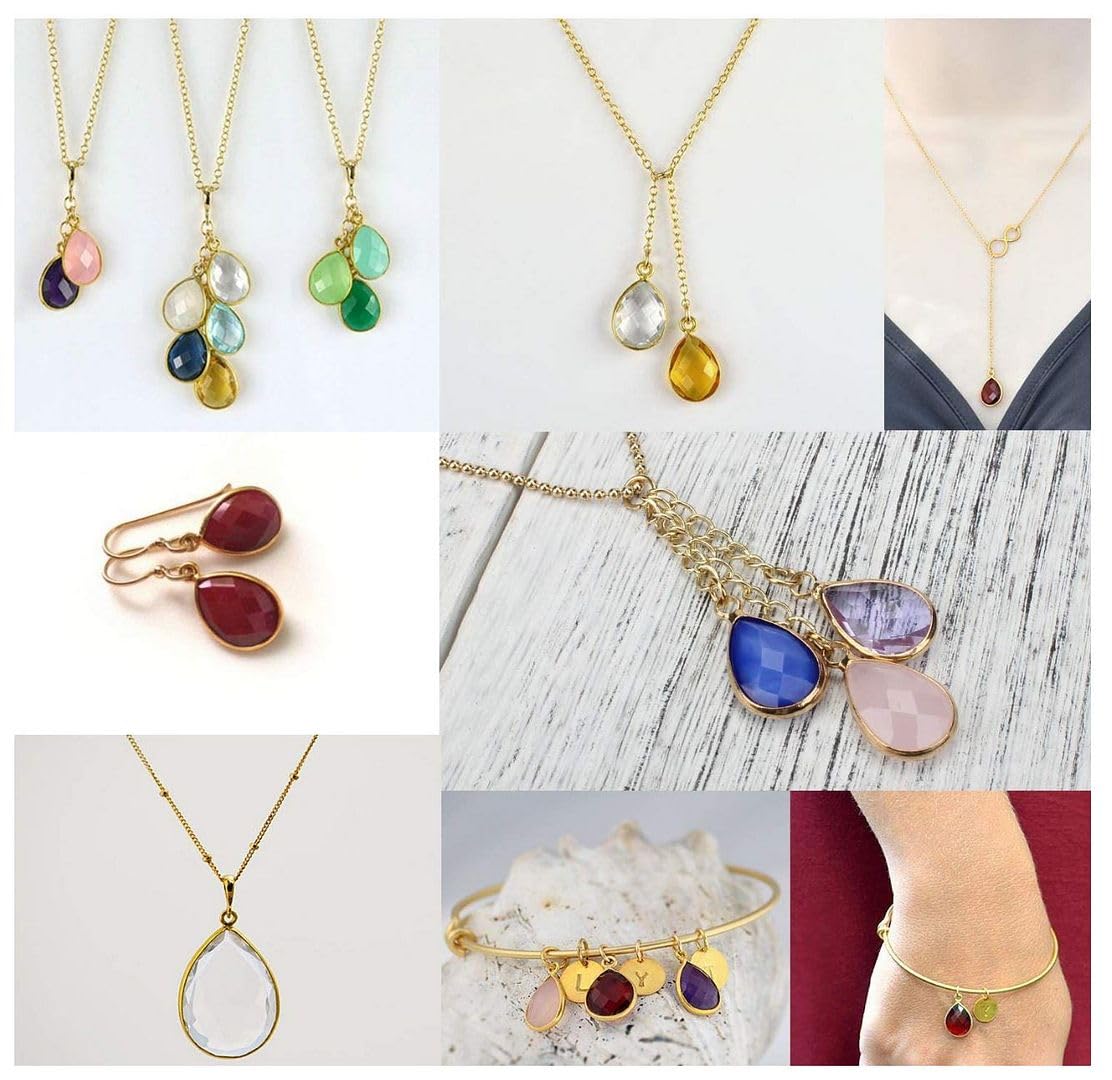 Lot De 4 Bijoux Goutte Topaze Cristal - Plaqué Or - Neuf Sans Emballage