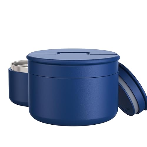 Misonea 12oz Soup Thermo for Hot Food Kids Vacuum Insulated Food Jar Twist-Free Soup Thermo for Hot Food Kids Leakproof Stainless Steel Wide Mouth Lunch Container Blue